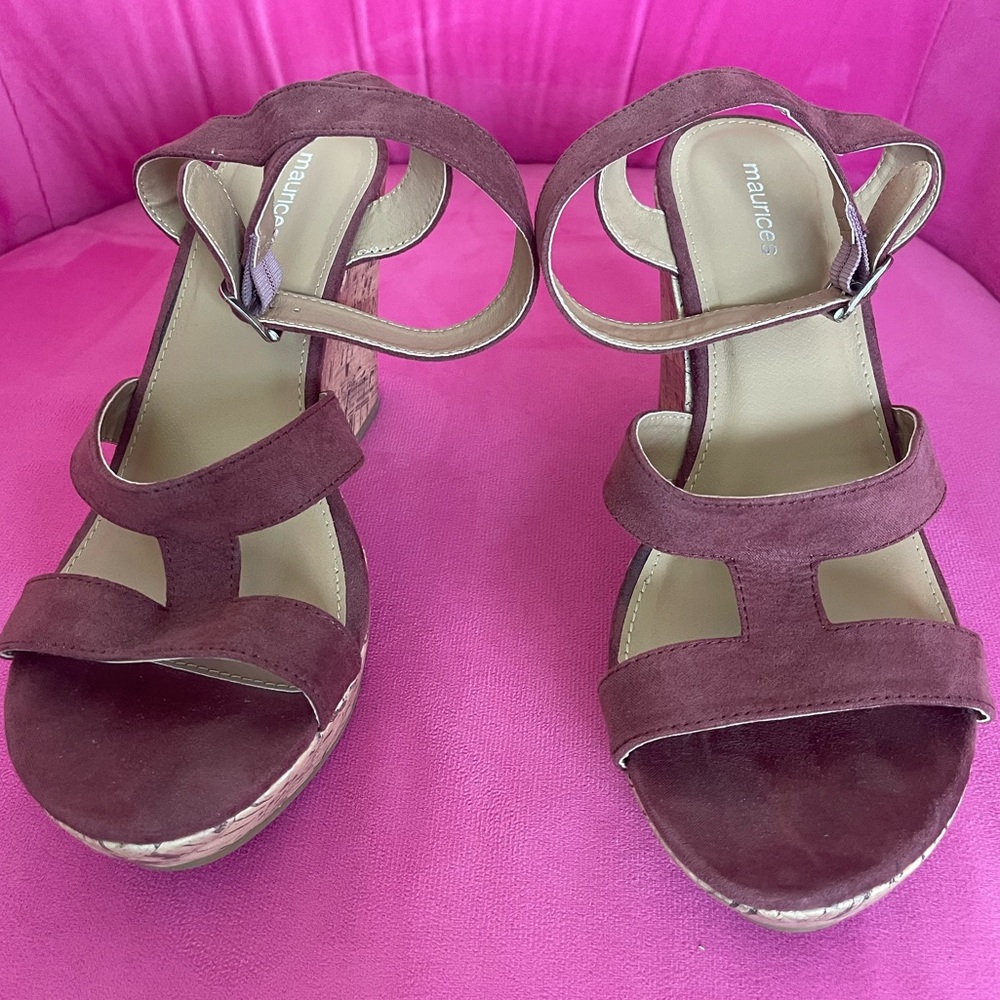 Maurices Maroon Wedge Sandals